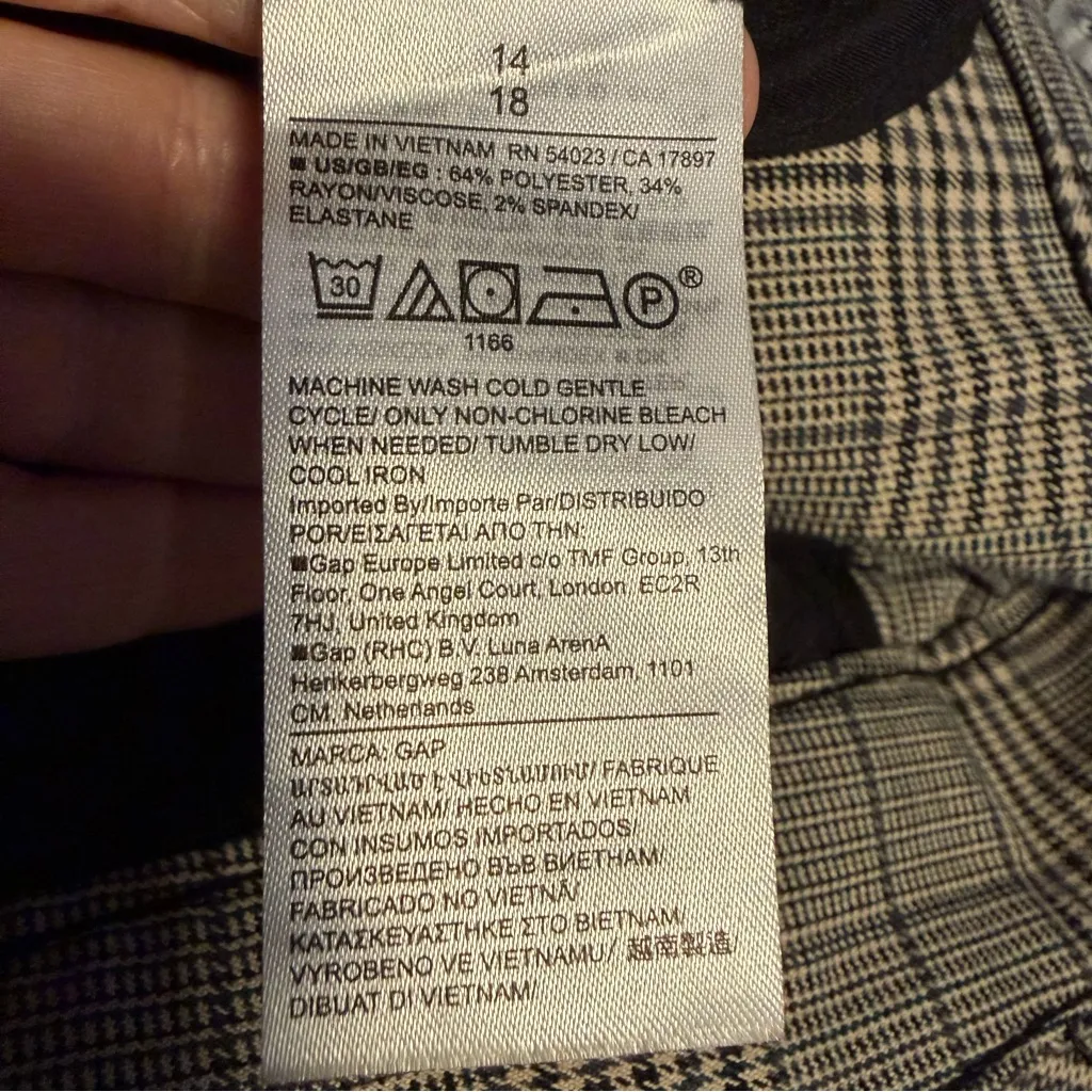 Gap Easy Trousers in black plaid wide leg womens size 14 academia preppy classic - Image 6