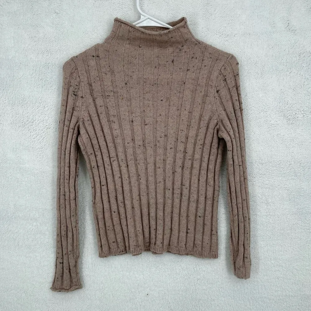 MADEWELL Sweater Women Size XXS Donegal Evercrest Turtleneck Knit Sand Bodycon - Image 7