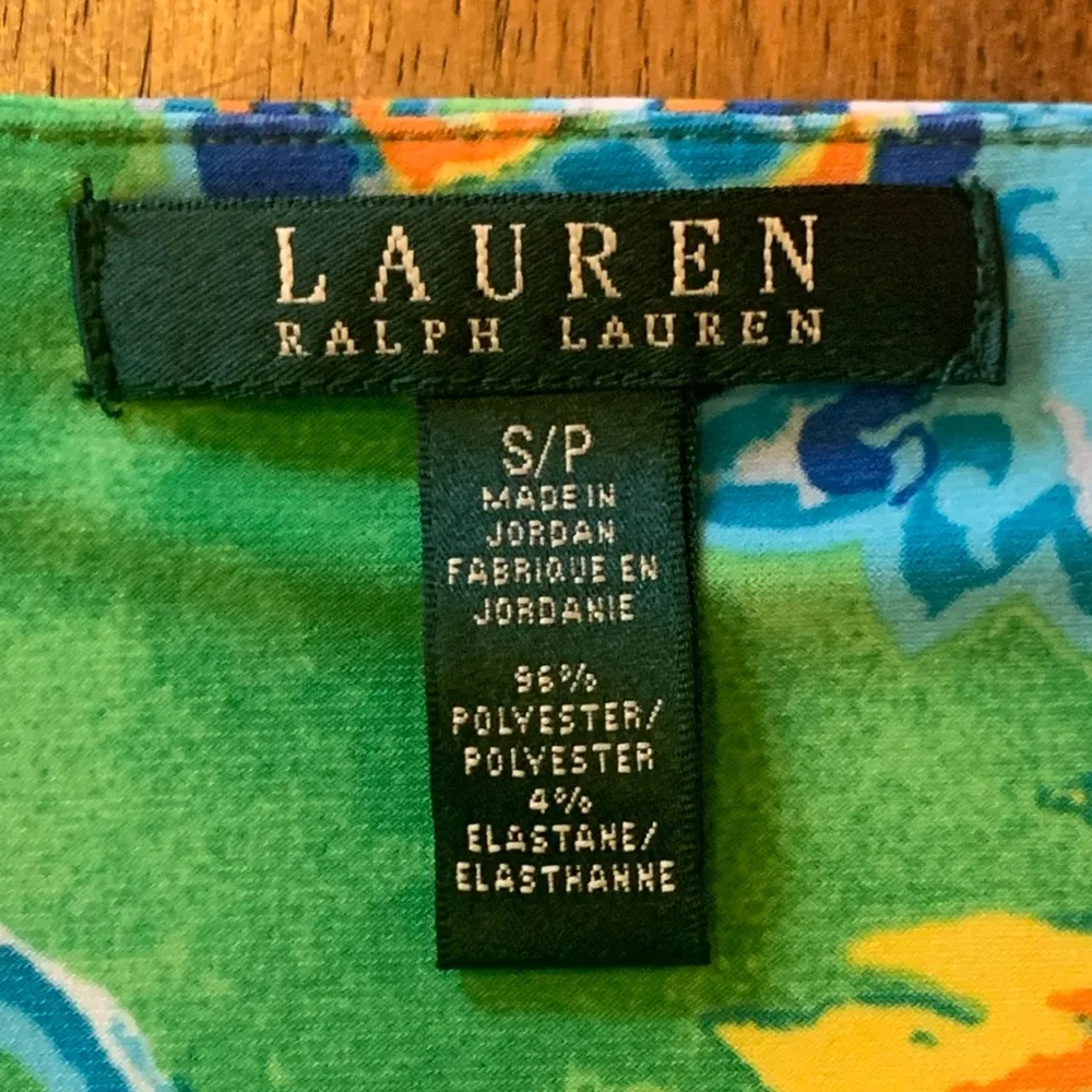 Ralph Lauren Top Small Green, Blue, Orange Fitted Draped Neckline Tank Top Soft - Image 2