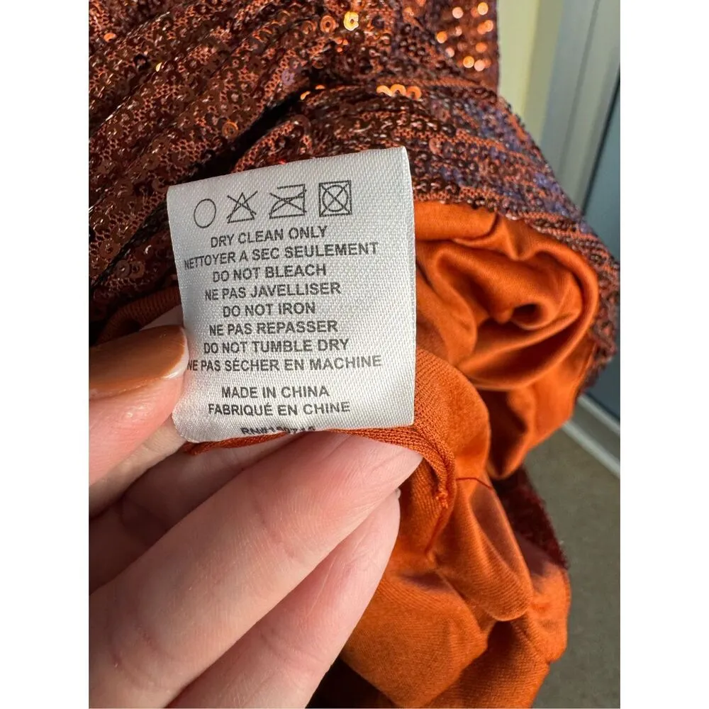 Retrofete NWT Flynn Ruched Sequin Tulle Mini Dress in Copper Size M - Image 9