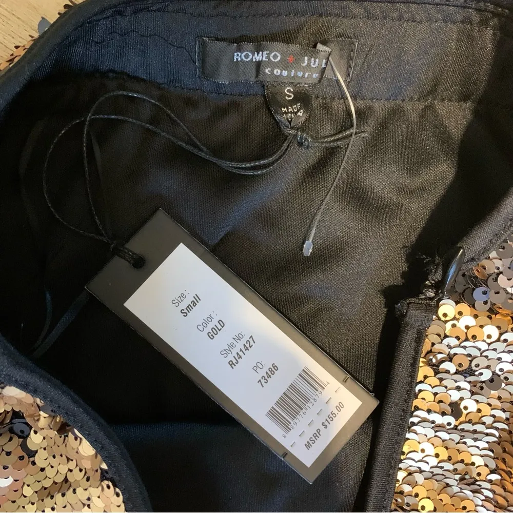 NWT Romeo & Juliet Couture Gold Sequin Skirt S - Image 8