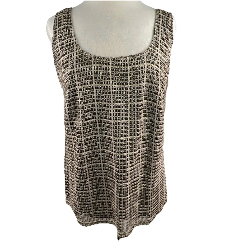 JS Collection Size 1X 2 Pc Metallic Gold Black Faux Diamond Button Top Tank Top - Image 9