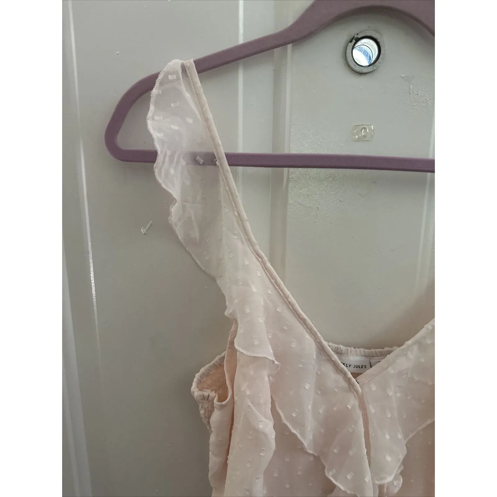 Sincerely Jules‎ Babydoll Gauzy Mini Slip Dress Size Large Pink 90s Style Y2K - Image 4