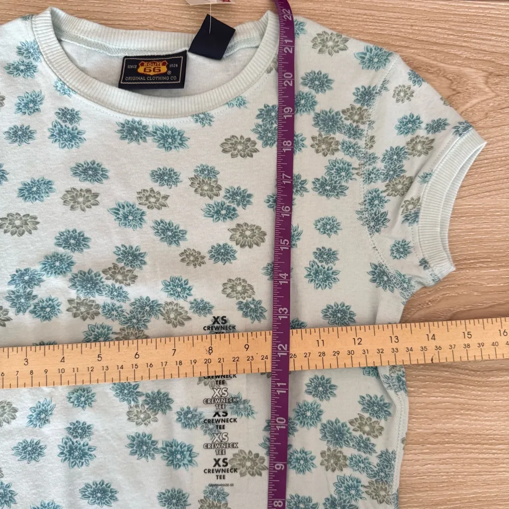 Route 66 XS NEW Y2K Blue Green Floral Baby Baby Tee Crew Neck 2000s Cottage - Image 4