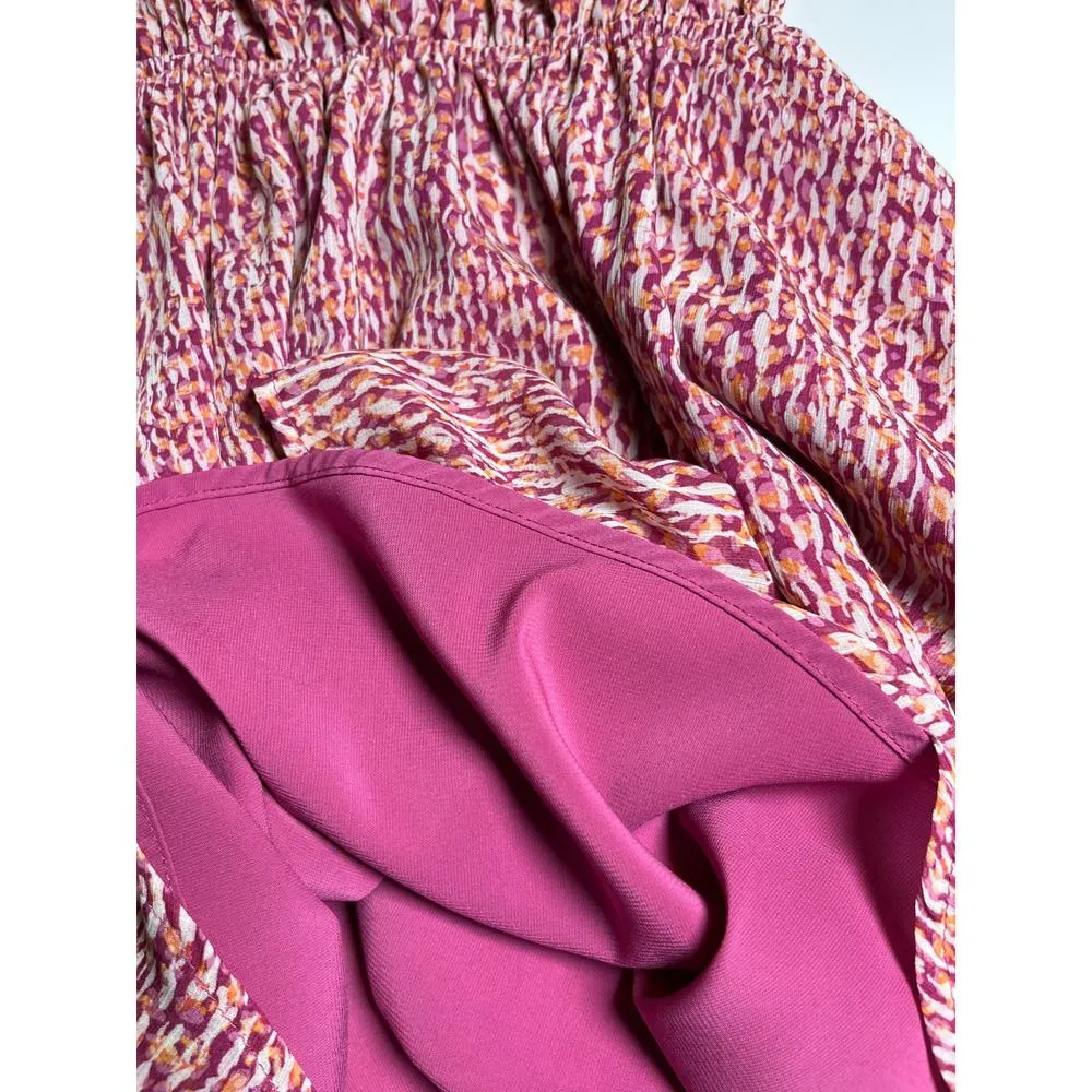 Evereve Women Small Dress‎ Pink Orange Mini V Neck Flowy  Lined FairyWhimsy - Image 10