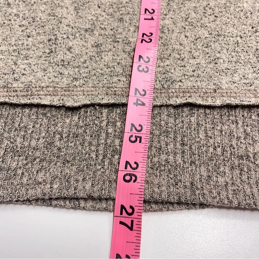 JODIFL sweater oversized heathered tan crew neck sweater side slit ribbed M L - Image 7