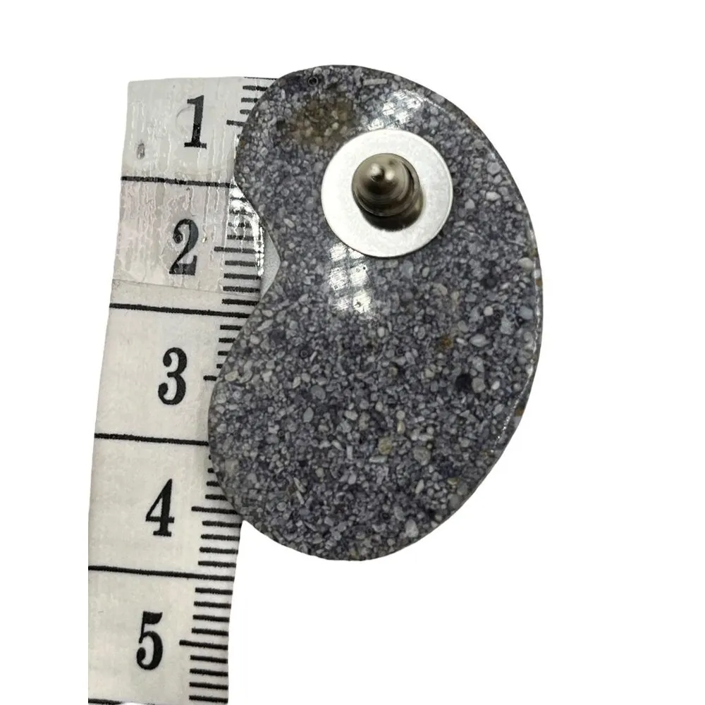 Vintage Mixed Media Kidney Shape Statement Earrings Earthy Neutrals Southwestern Tan - Image 4