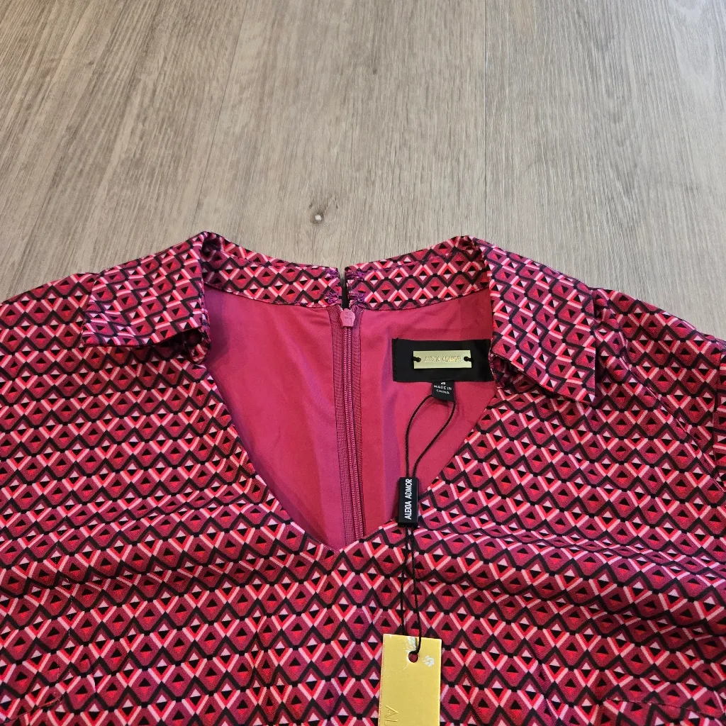 Alexia Admor Geometric Collared Midi Swing Dress NWT Womens Sz 8 - Image 3