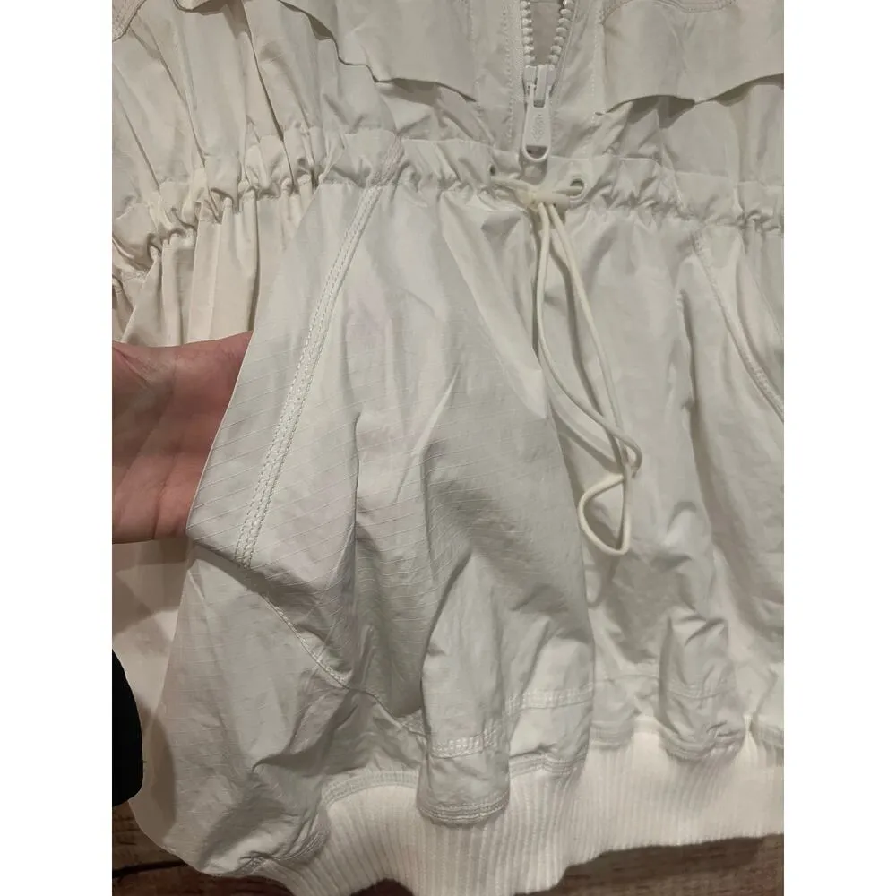 Free People She Fly Jacket Coat White Hood Layered Embroidered Aztec XS Oversize - Image 7