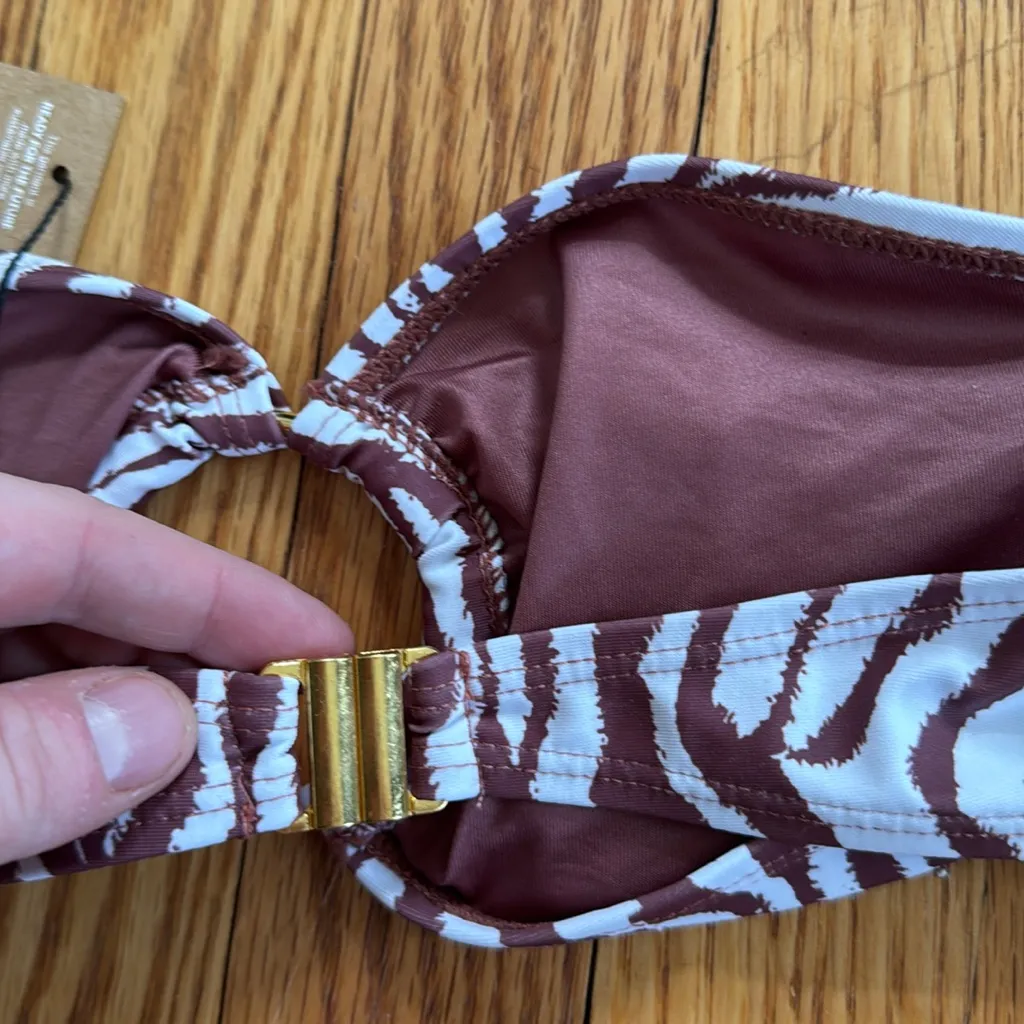 Nasty Gal New with Tags Chocolate Zebra Bandeau top swim - Image 5