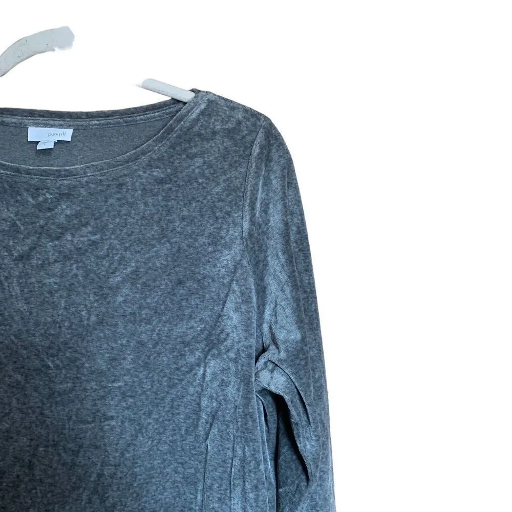 J. Jill Pure Jill Womens Size Large Gray Terry Stretch Tunic Top Blouse - Image 3