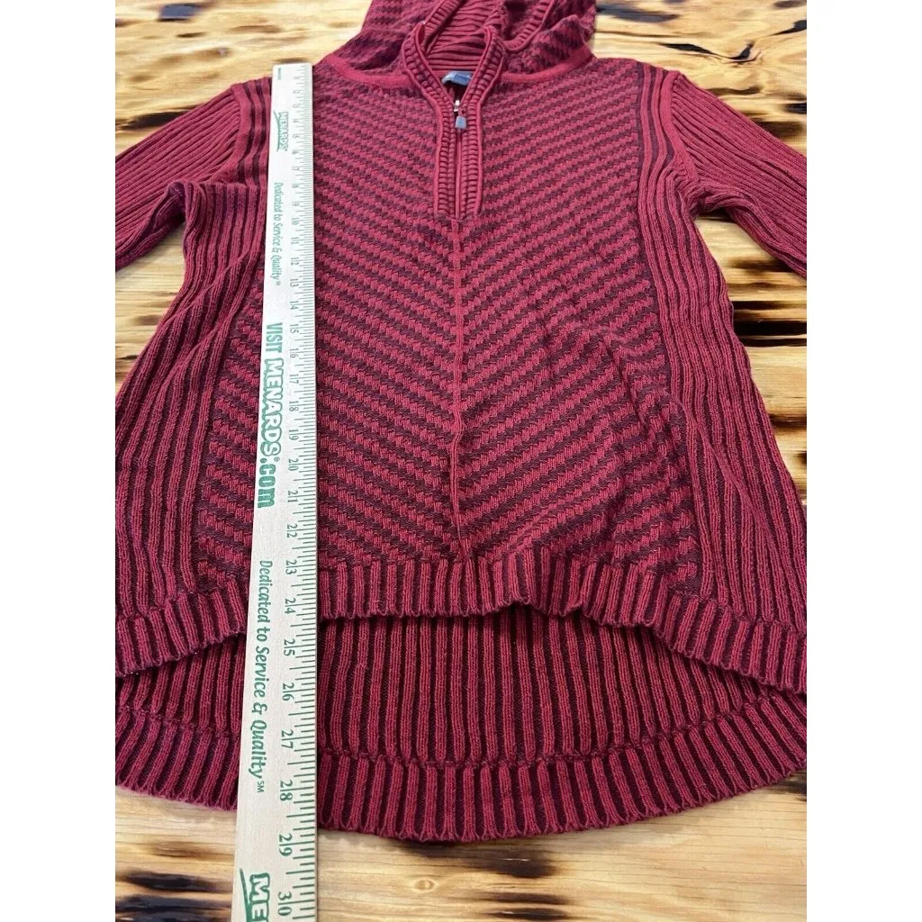 Eddie Bauer Sweater Women's‎ Size Small Red Hooded 1/4 Zip Soft Ribbed Knit City - Image 3