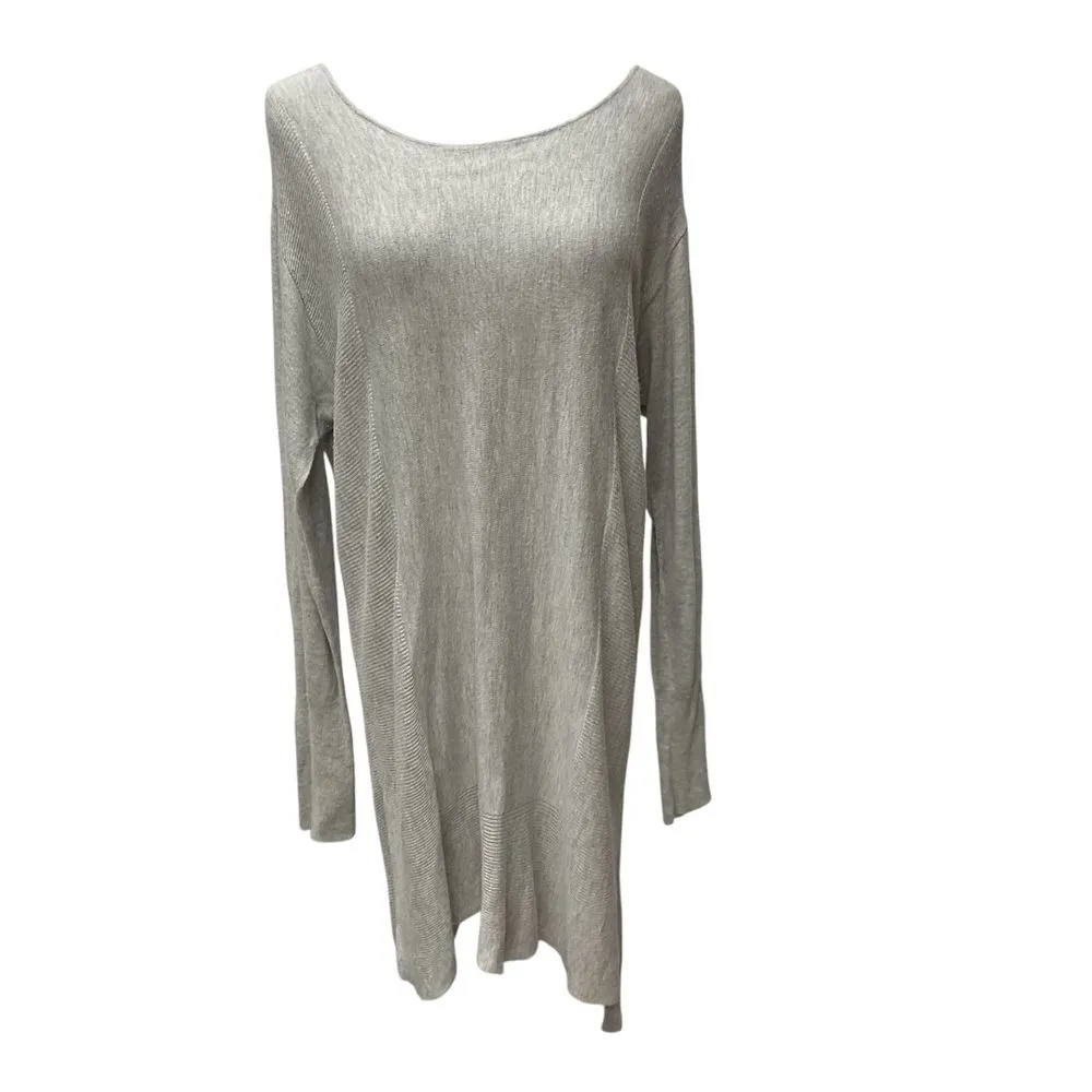 Elle Tunic Sweater Dress Size XL Light Gray Knit with Bow Detail Long‎ Sleeve - Image 2