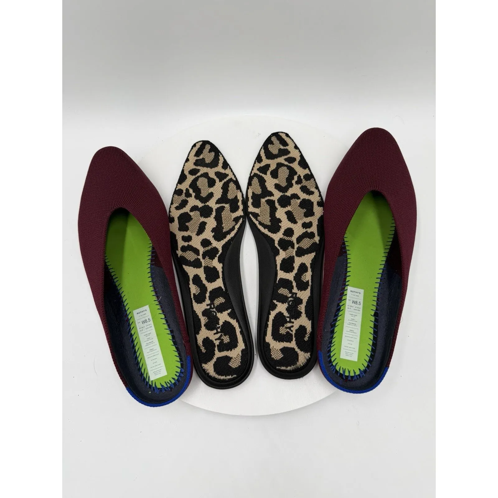 Rothy's The Almond Demi Mule Flats Womens Size 8.5 Black Cherry Washable Knit - Image 8