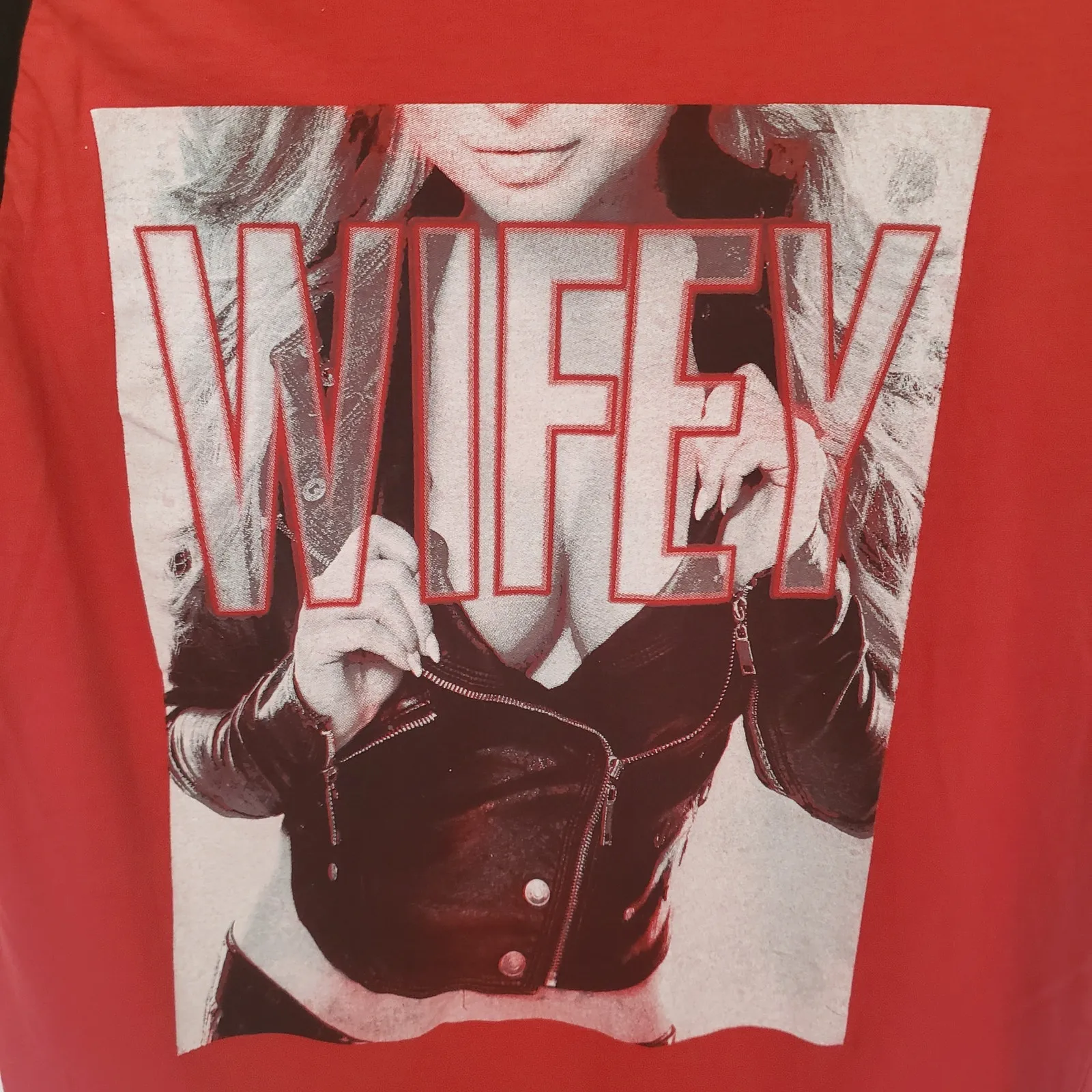 Take That Wifey Graphic Raglan Womens Tshirt Sz M Y2K Grunge Tumblr Street Red Size M - Image 3
