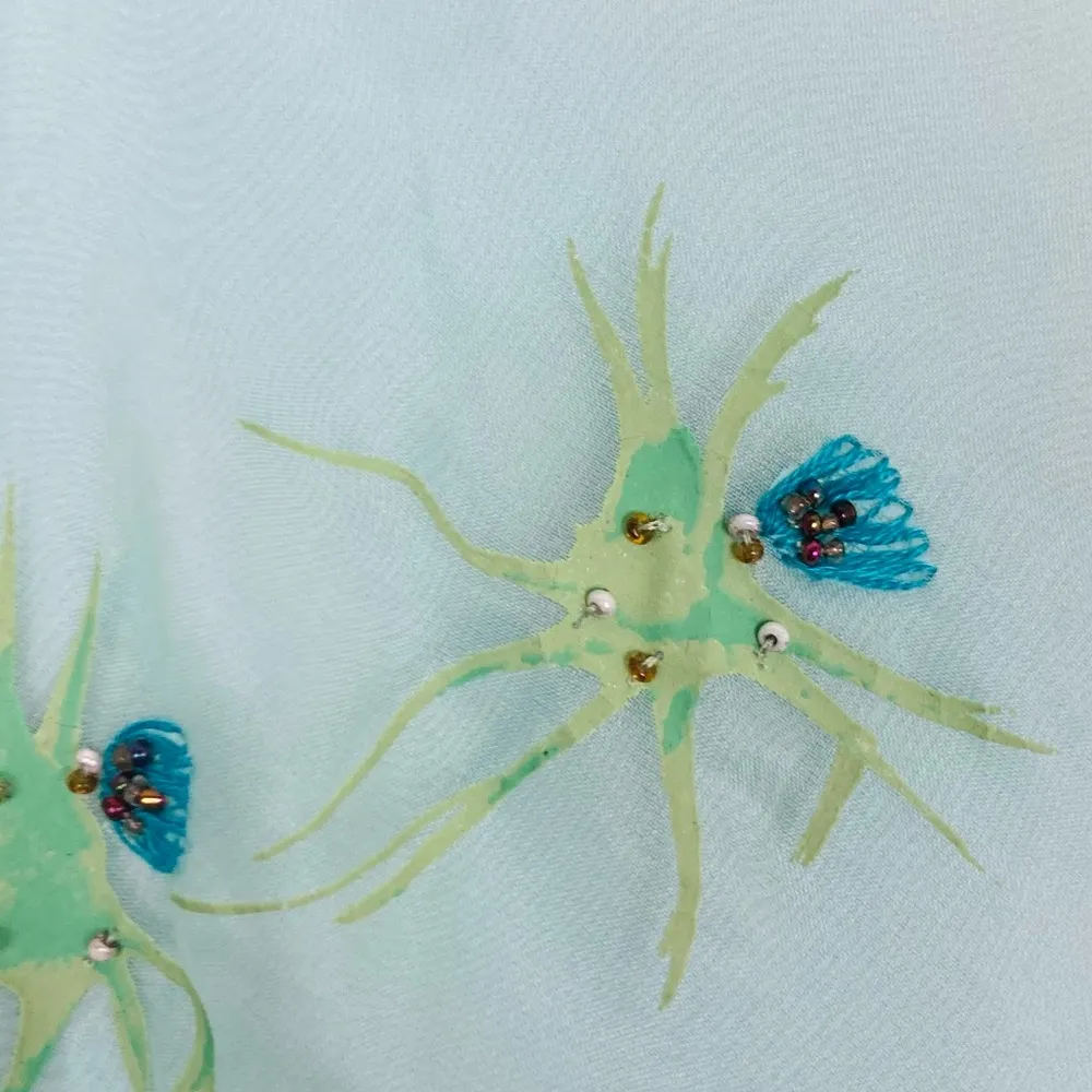 Vintage Y2K Nicole Miller silk blue sheer beaded bias cut fairy mermaid skirt. 8 - Image 4