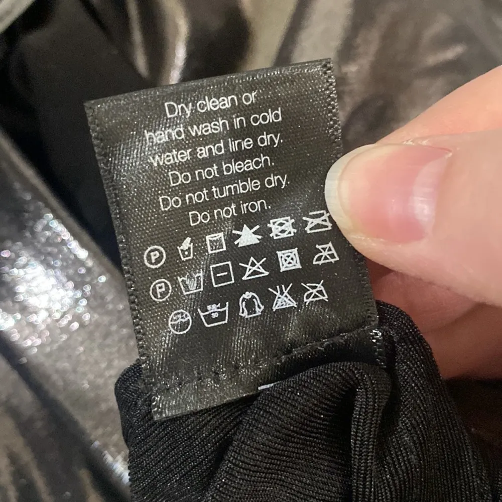 Norma Kamali Anthro gunmetal pencil pants metallized shiny disco size L - Image 9