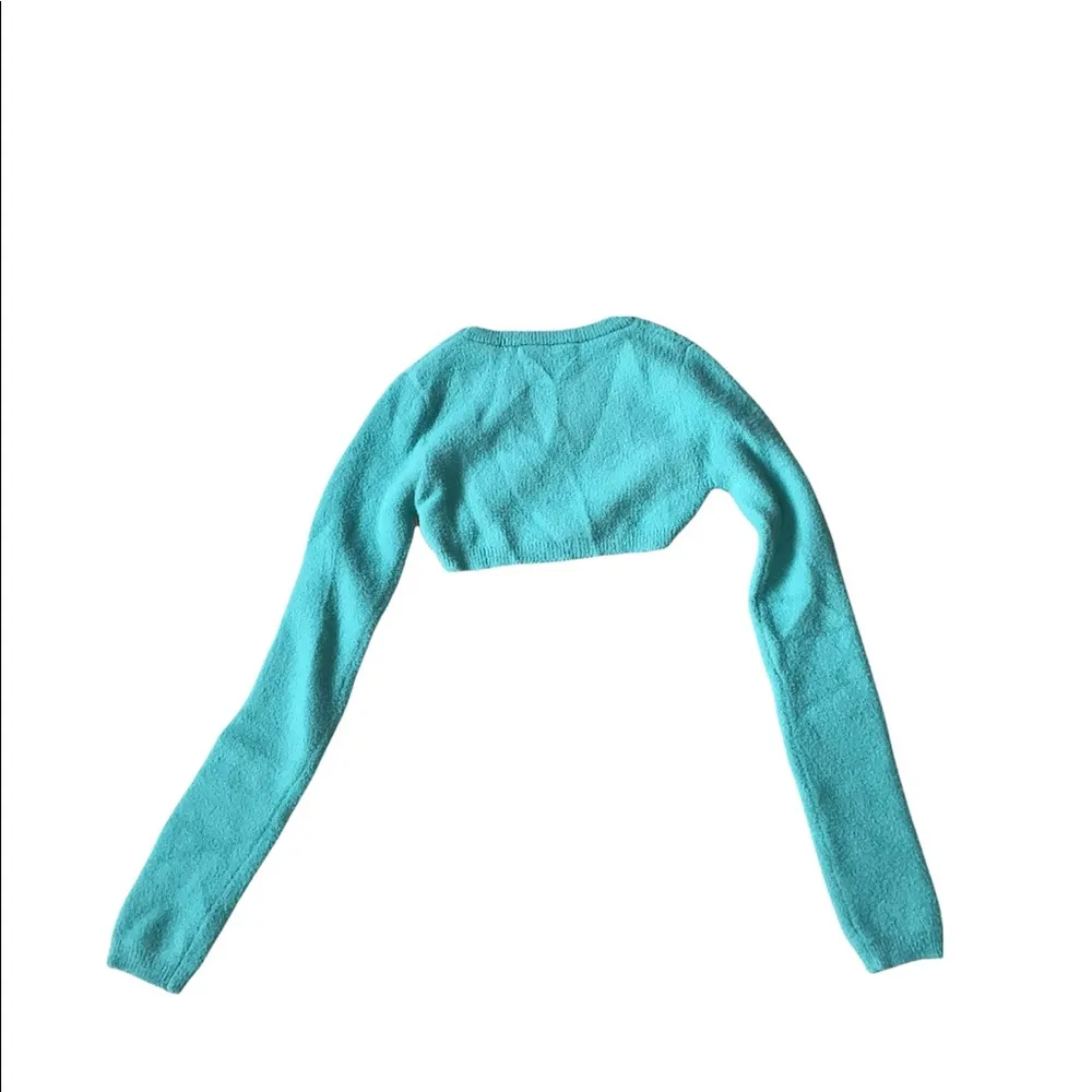 NWT Zara Knit BANDEAU & Long Crop 2 PCS Top Turquoise Small Fuzzy Bloggers Fave - Image 12