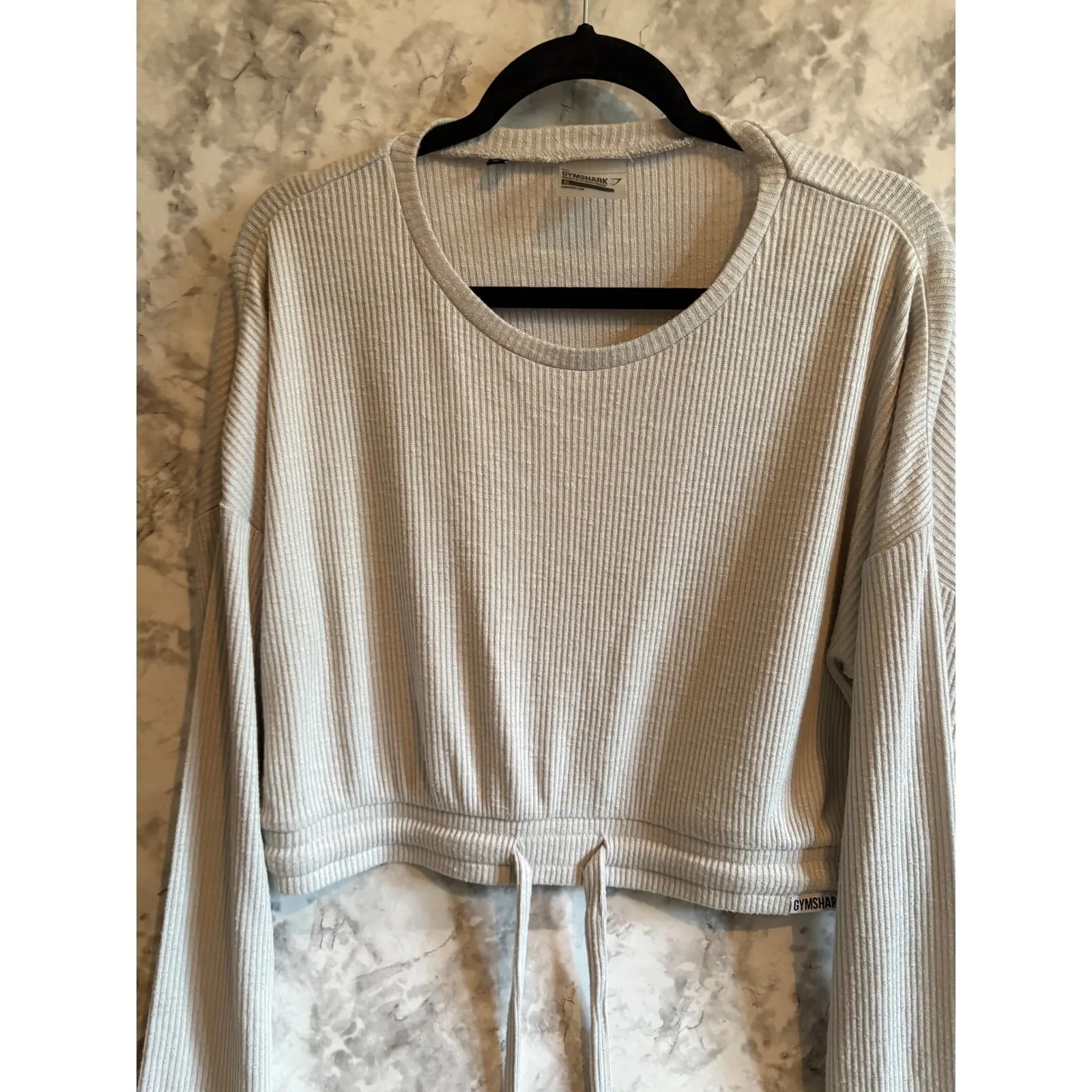 Gymshark Ribbed Cropped Long Sleeve Top Drawstring XL‎ - Image 2