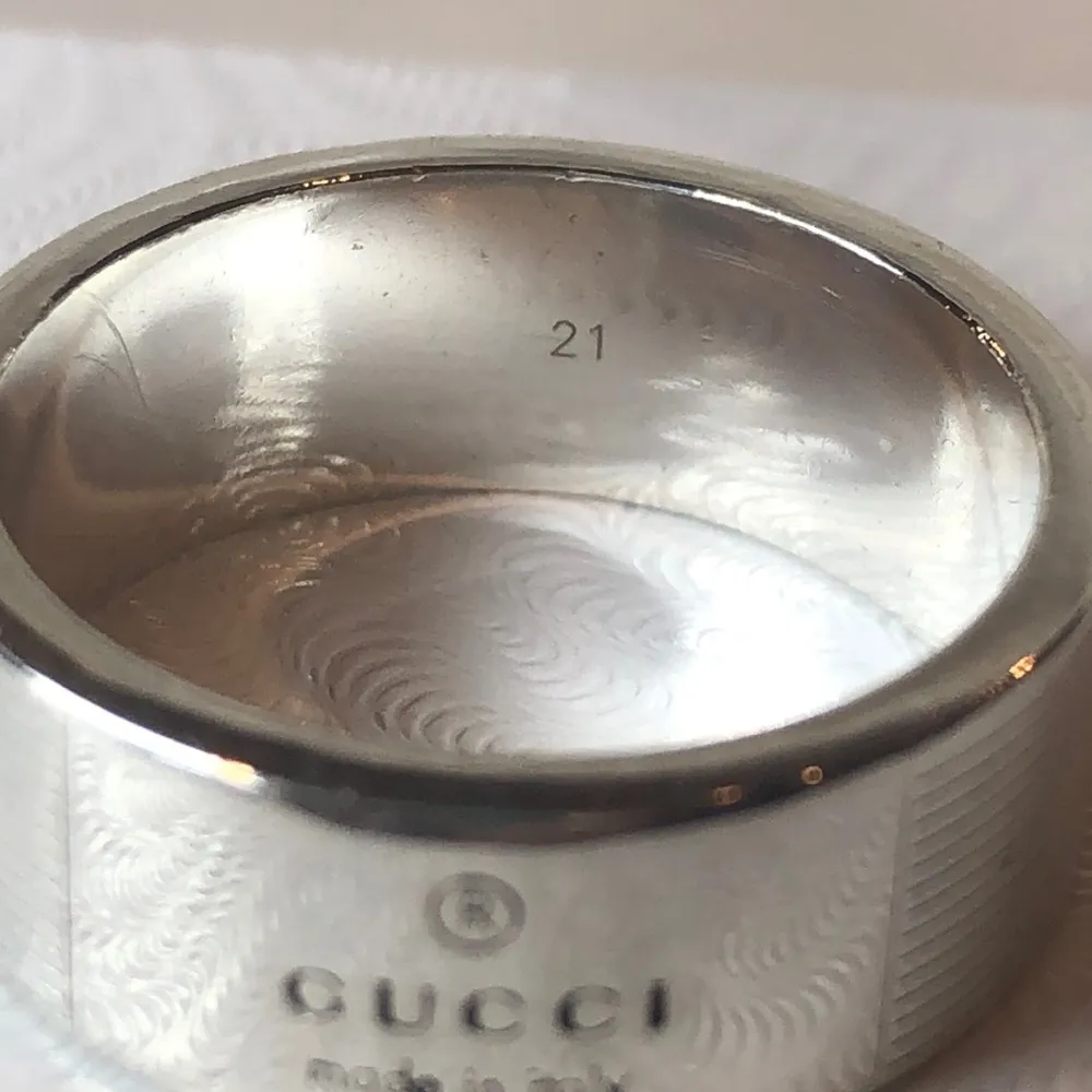 GUCCI Sterling Silver Engraved Cigar Band Ring Size 9-1/2 21 NIB - Image 13