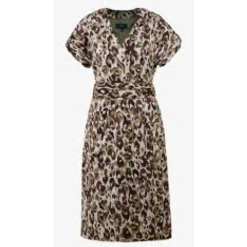 NWT J.CREW Brown Green Leopard Animal Camo Print Surplice Neck Wrap Dress SMALL - Image 3