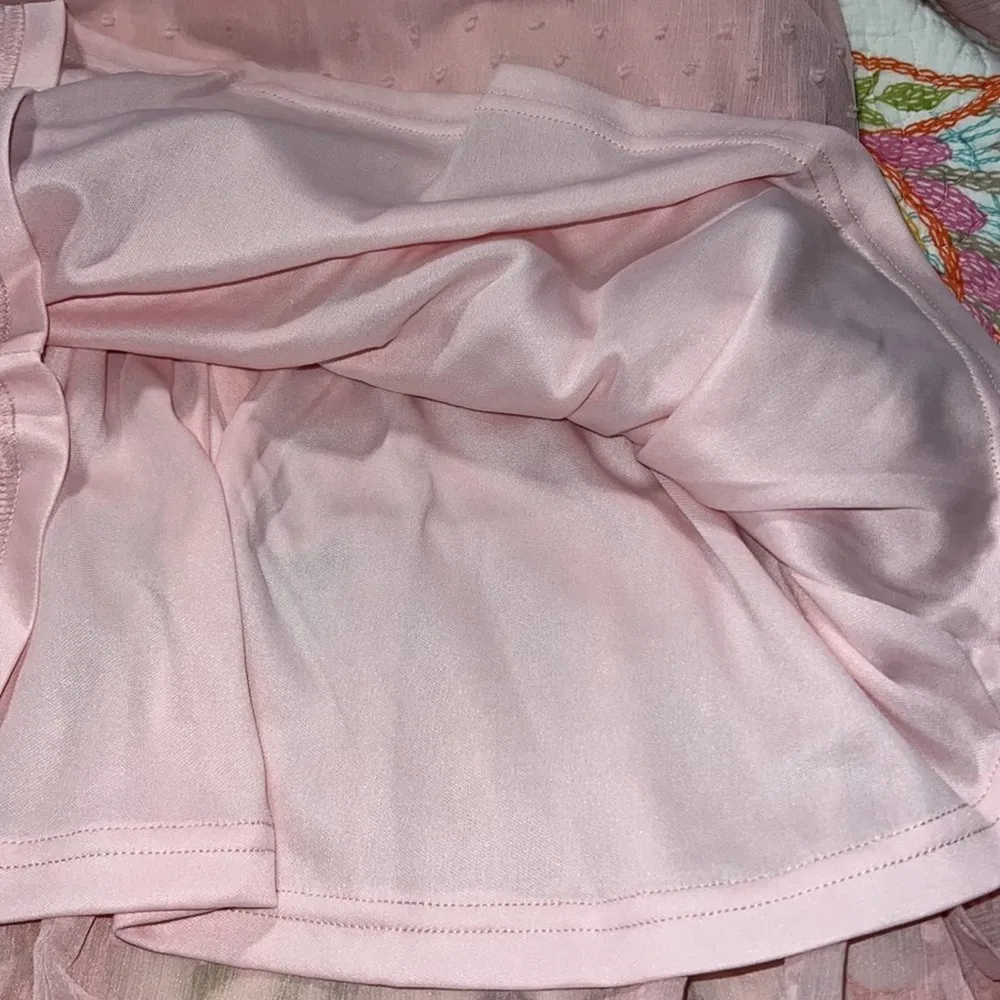 ANDREE BY UNIT small pink dress long sleeve lined raised all over dot pattern - Image 6