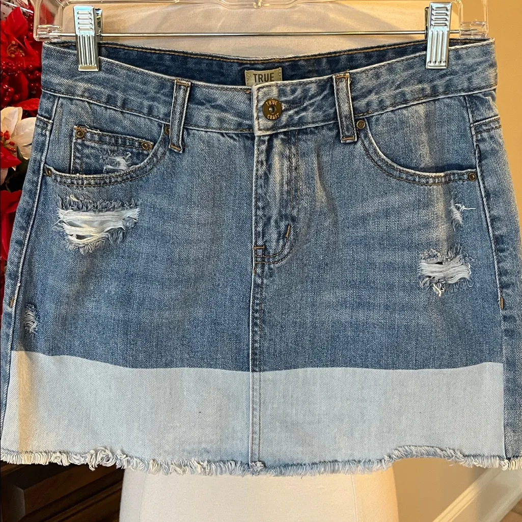 Denim Jean Skirt Distressed Western Rodeo Womens 5 True Craft - Image 2