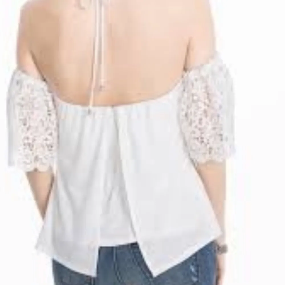 Off Shoulder Eyelit Lace Split Back Blouse By White House Black Market 8 - Image 5