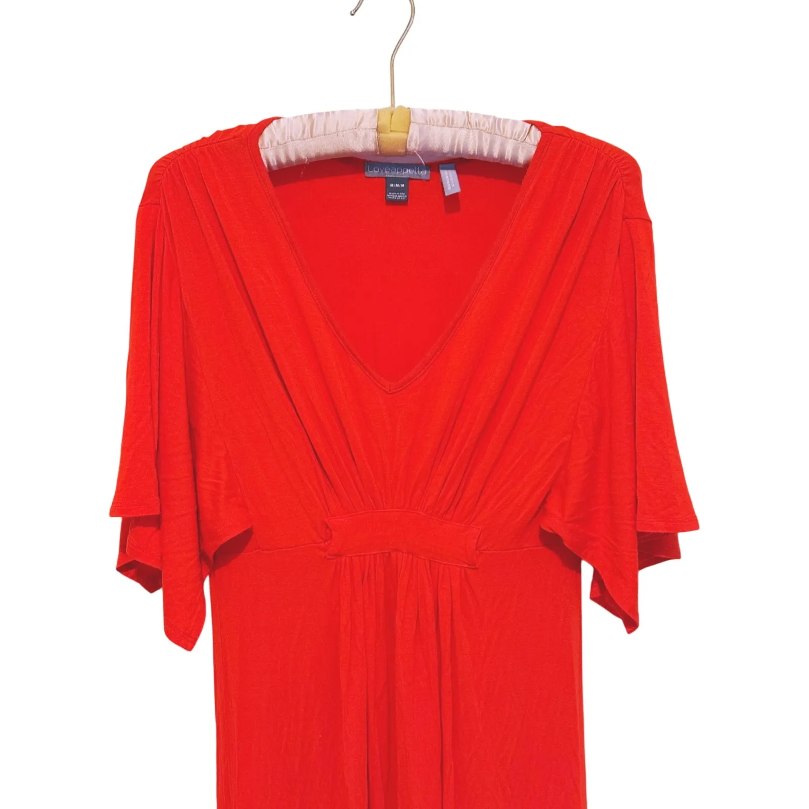 Loveappella Romantic Kimono Sleeve A-Line Maxi Dress M Red Flowy Elegant Stretch - Image 6