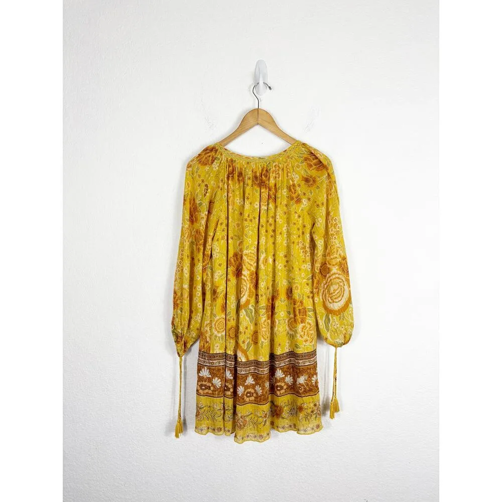 Spell & The Gypsy Mystic Tunic Mini Dress Sunflower Size XS Yellow Long Sleeve - Image 11