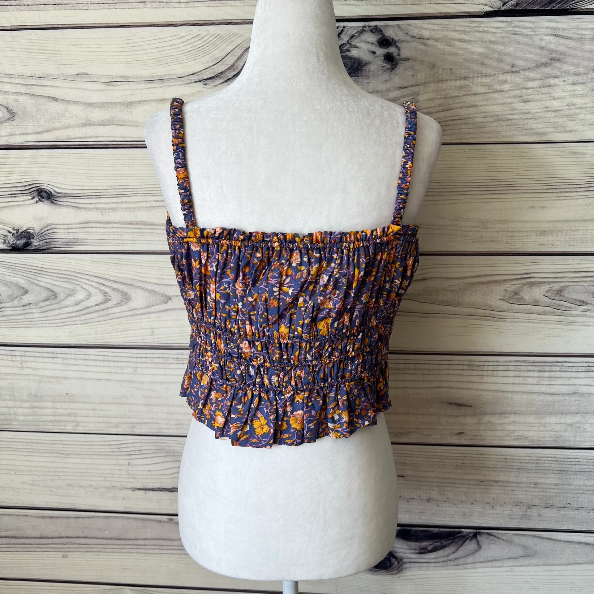 J.Crew  Purple Floral Organic Cotton Stretchy Button Down Crop Top - Image 10