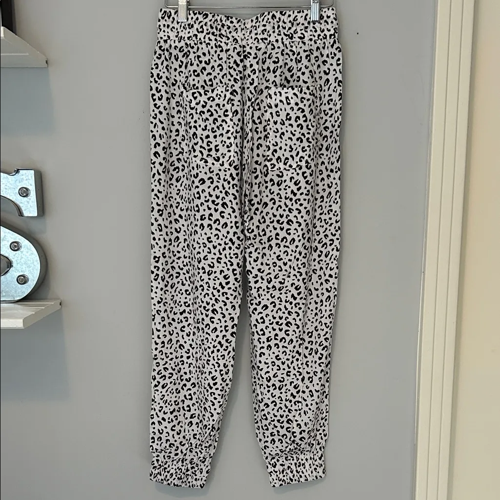 Olivaceous Black and White Leopard Print Joggers - Image 2