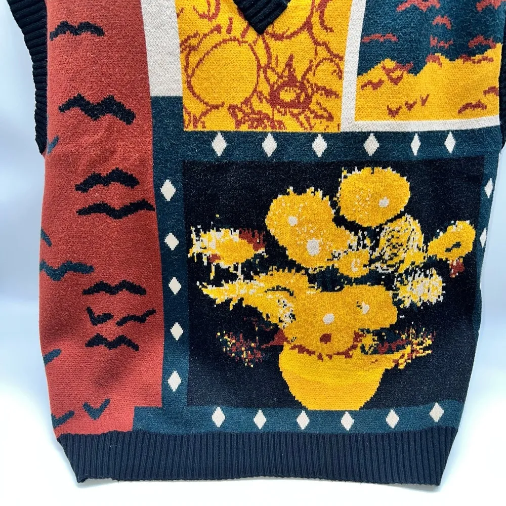 Vincent Van Gogh Collection Lace Up Back (or Front) Pattern Sweater Vest - Image 10