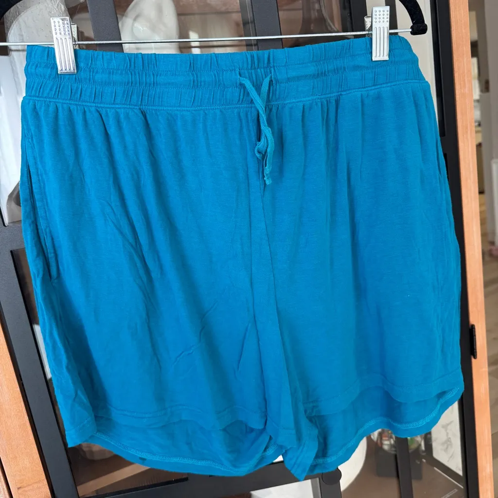 Little Sleepies pajamas set adult teal shorts sleeve henley top tee bamboo Blue Size L - Image 7