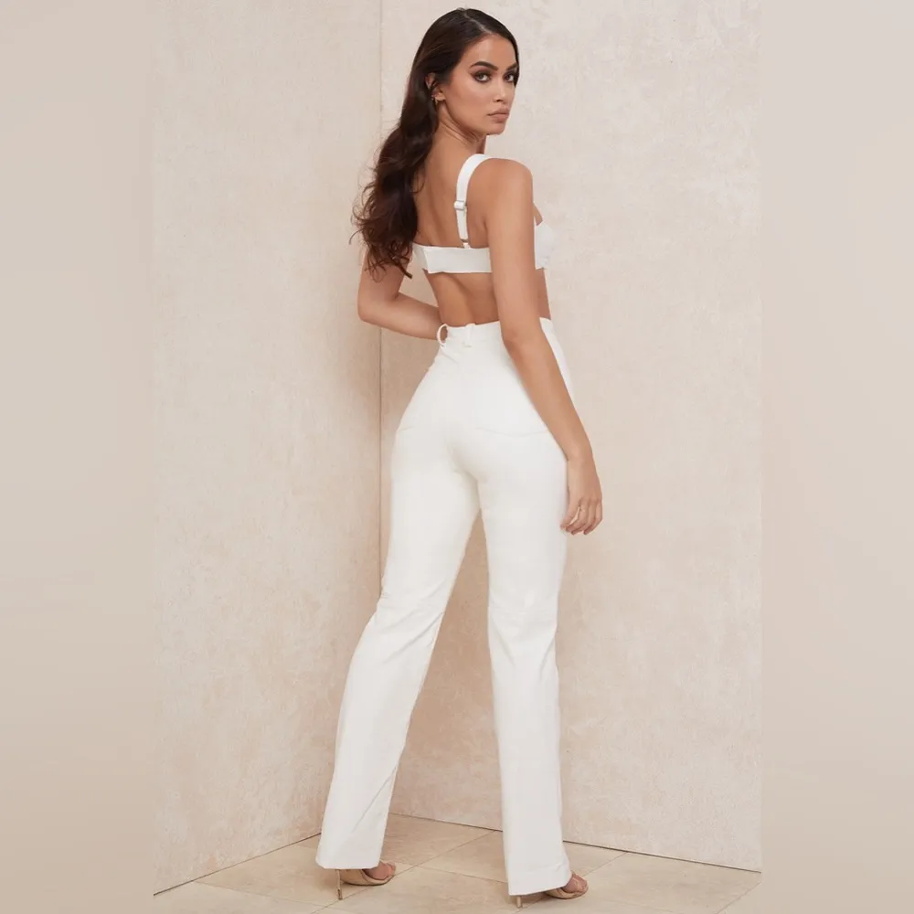 HOUSE OF CB 'Inaya' White Stretch Vegan Leather Trousers - Image 5