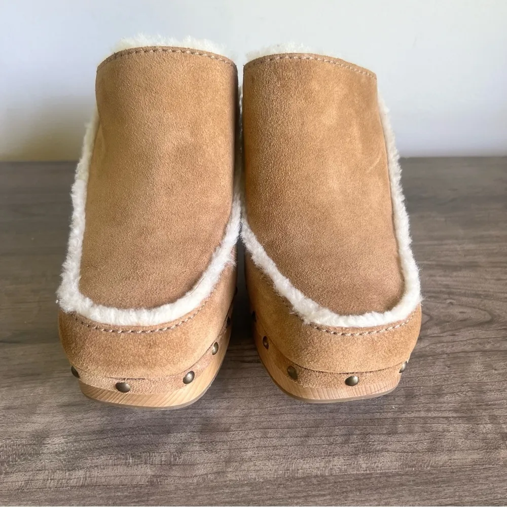 Ugg Aubriana Chestnut Suede Wooded Platform Heeled Clog Women’s Size 10 SKU#2411 - Image 2