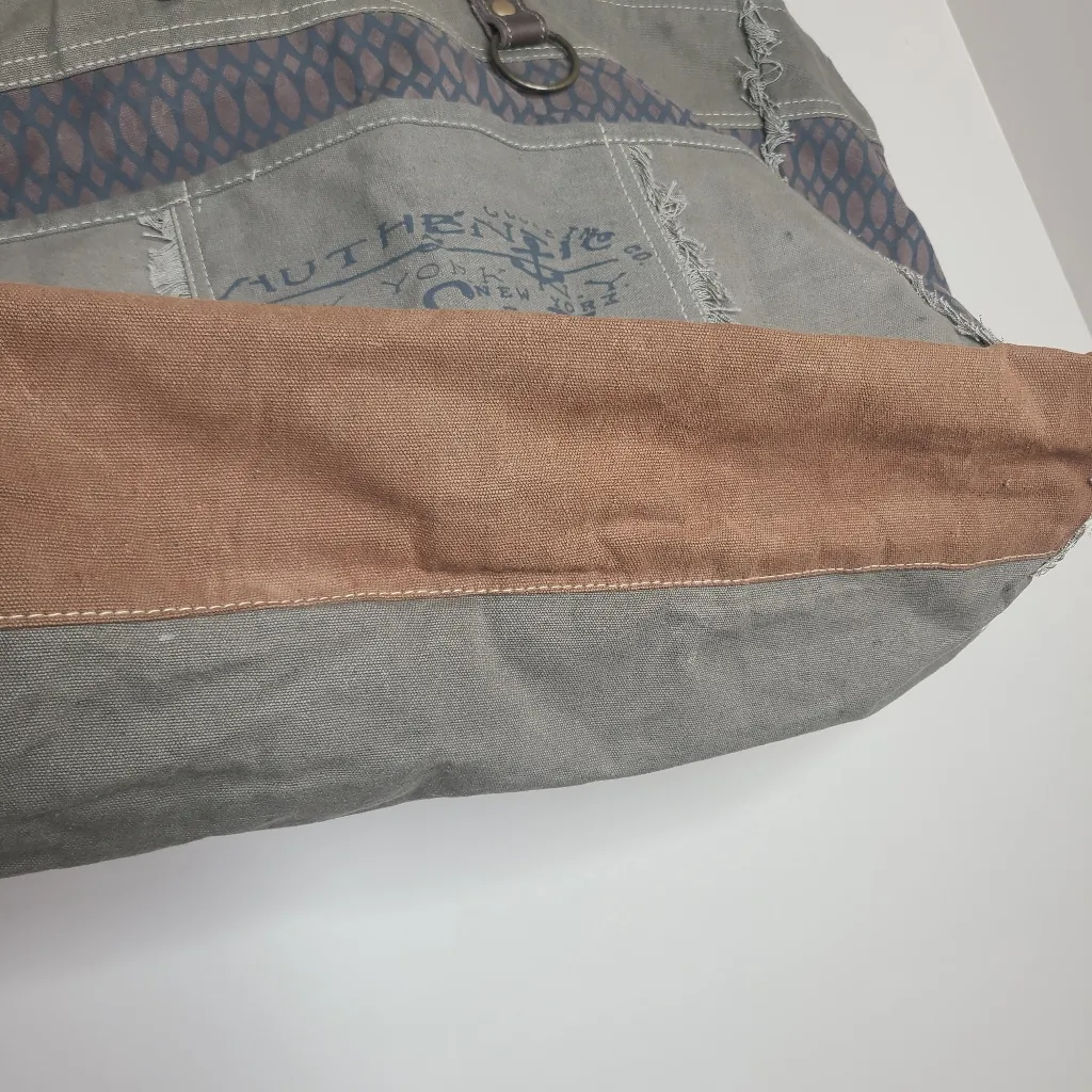 Myra Beehive Print Canvas‎ Handmade Large Weekender Bag Tote Boho Green - Image 5