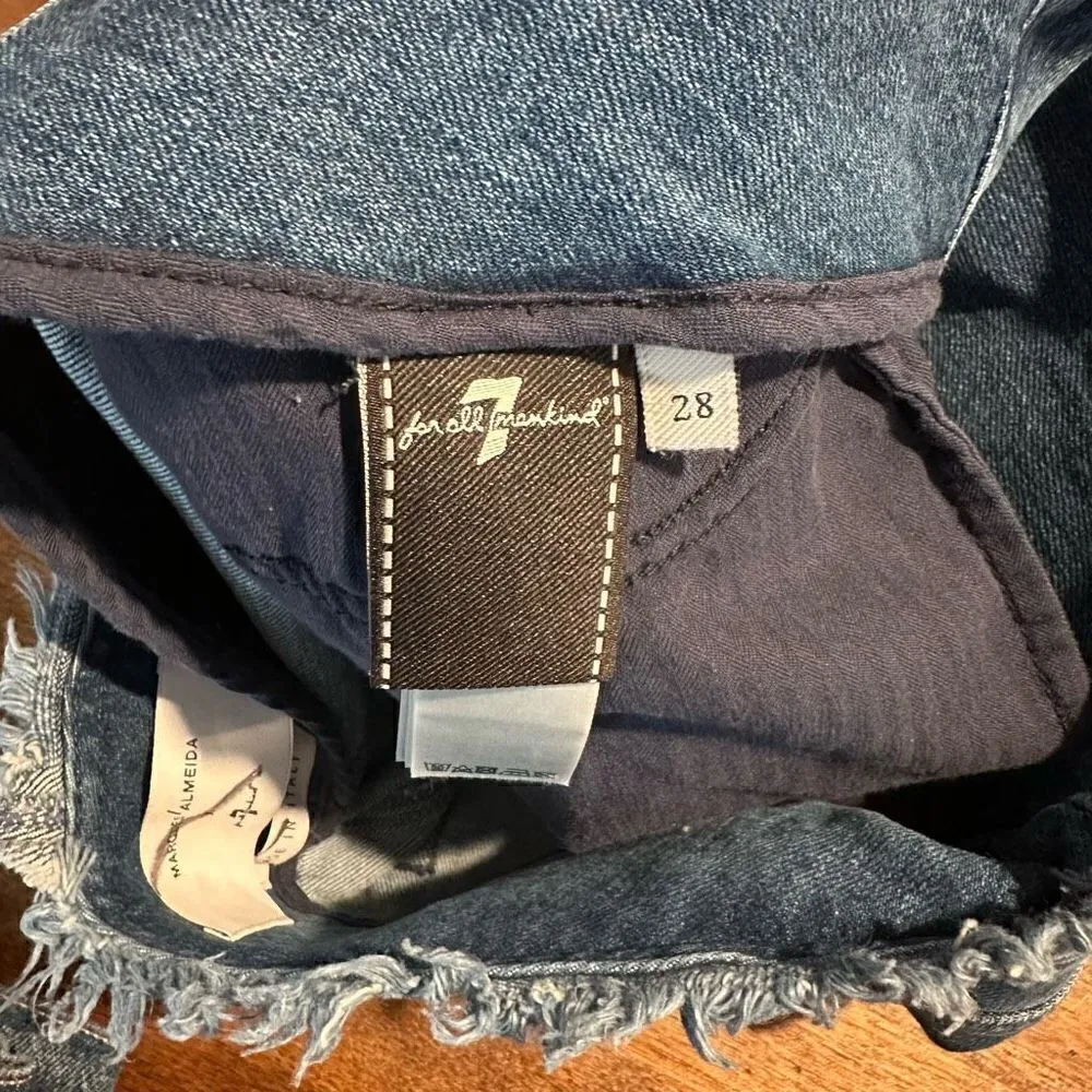 NWT Marques Almeida x 7for All Mankind Denim Skirt Blue Size 28 - Image 8