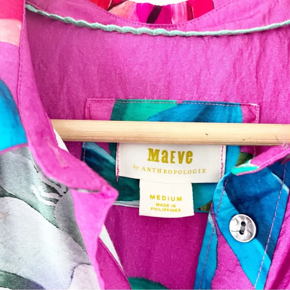 Anthropologie Maeve Tunic Buttondown Dress in Pink Combo - Image 4