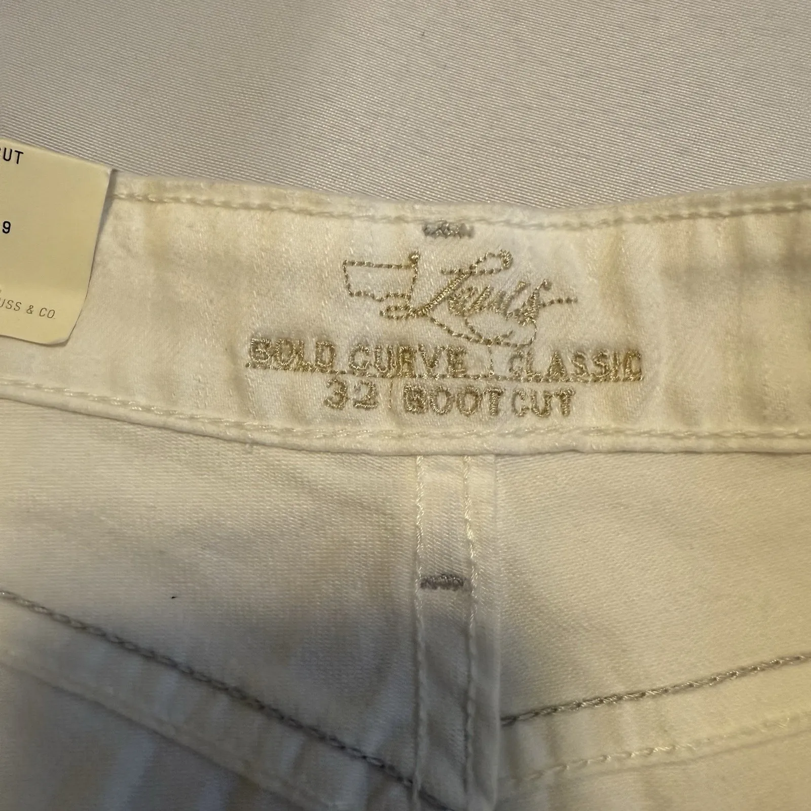 LEVI STRAUSS & CO Lady NEW White Bold/Curvy Gray Stitch Bootcut Denim Jean 14S # - Image 7