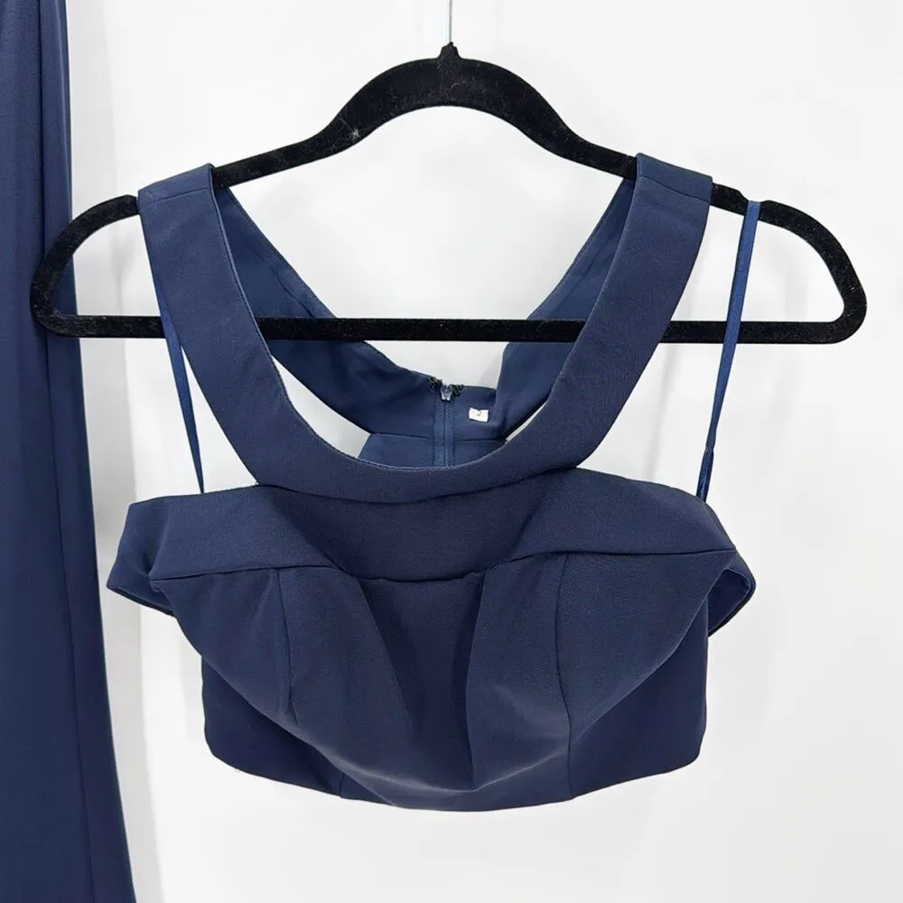 Le Femme two piece prom formal event skirt set sz 2 dark blue sexy and classy - Image 4
