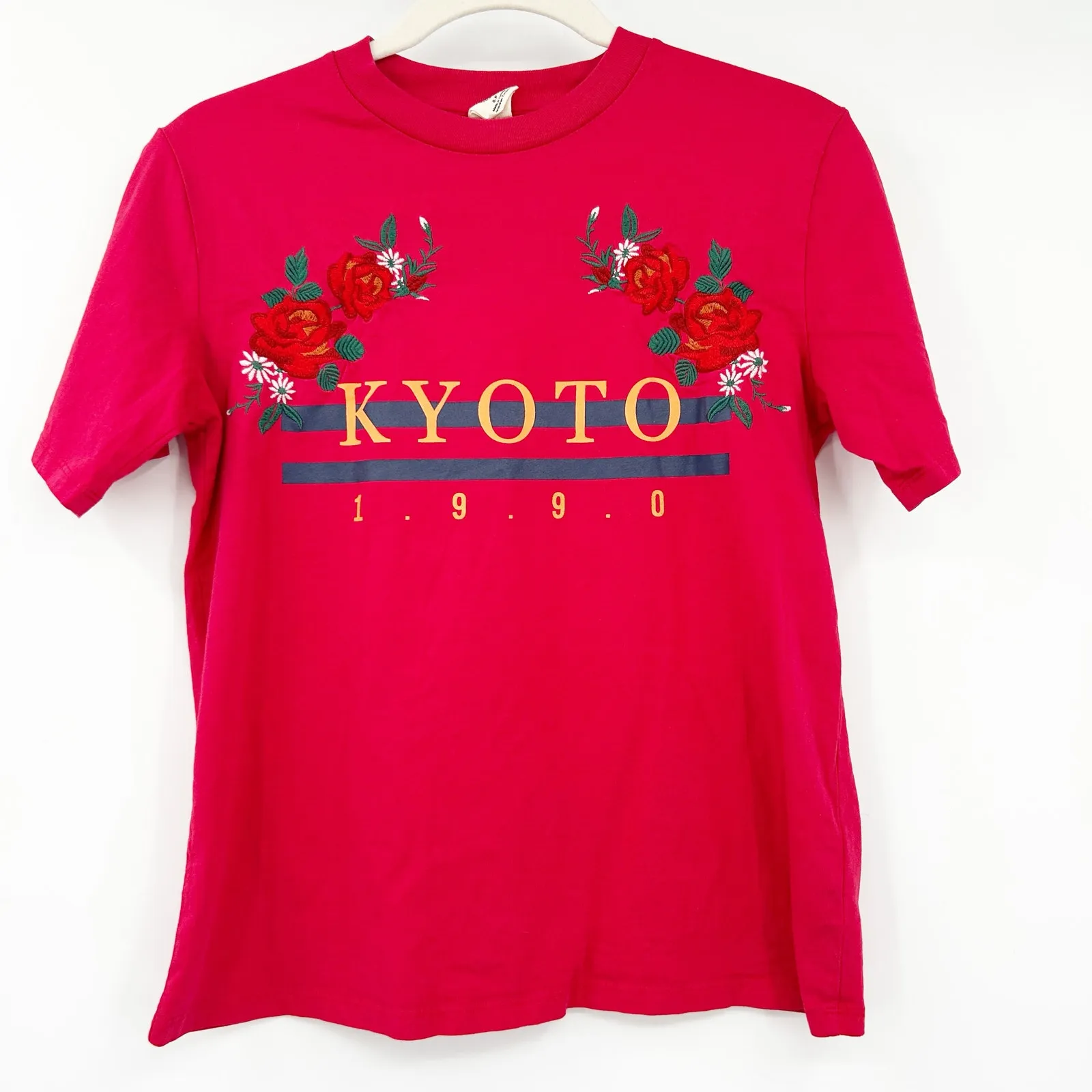 Urban Outfitters UO Womens Embroidered Floral Kyoto 1990 Graphic T-Shirt Size‎ S - Image 2
