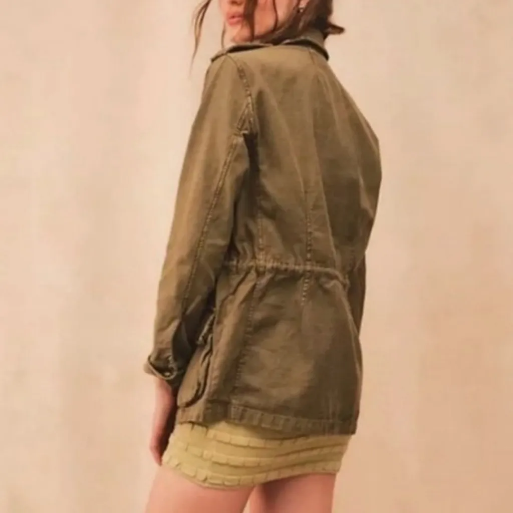 Free People Not Your Brothers Surplus Military Jacket Army Green Cotton Size M - Image 3