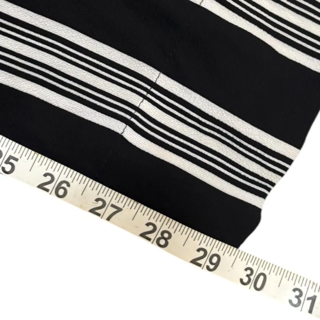 i Jeans By Buffalo Striped Slit Side Leg Flowy Beach Pants Tie Front Black Size 10 - Image 4