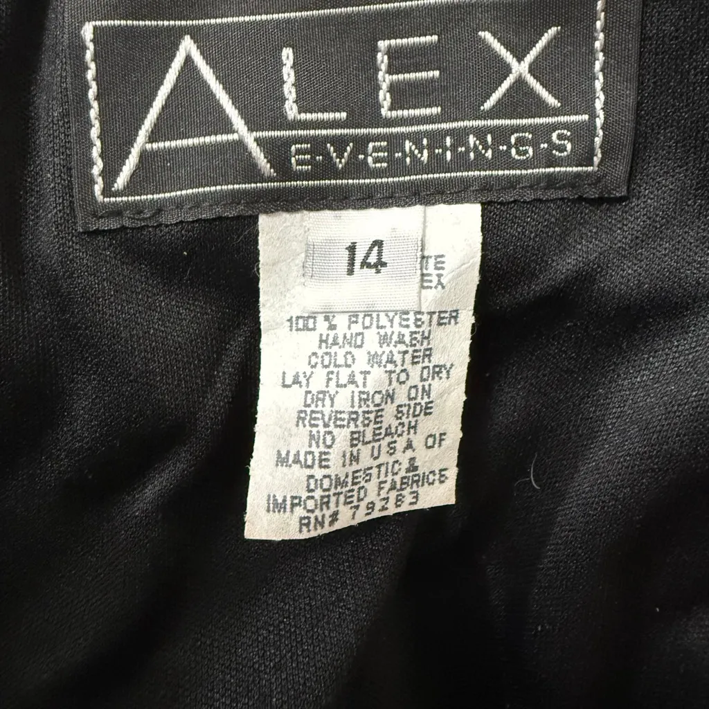 Vintage Alex Evenings Black Shimmer Sleeveless Evening Gown Back Zip Size 14 Y2K - Image 9