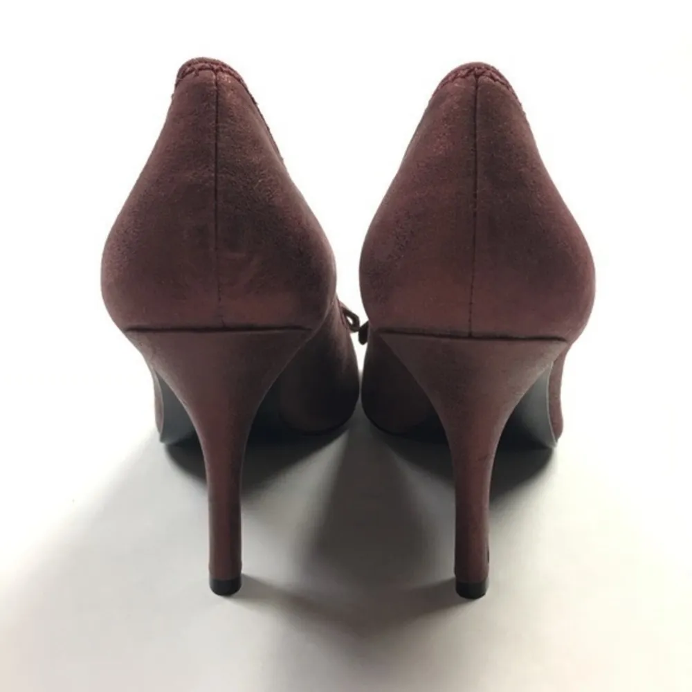 Parisian Kennedy Studded Bow‎ Peep Toe Heels Red Size 9 - Image 7