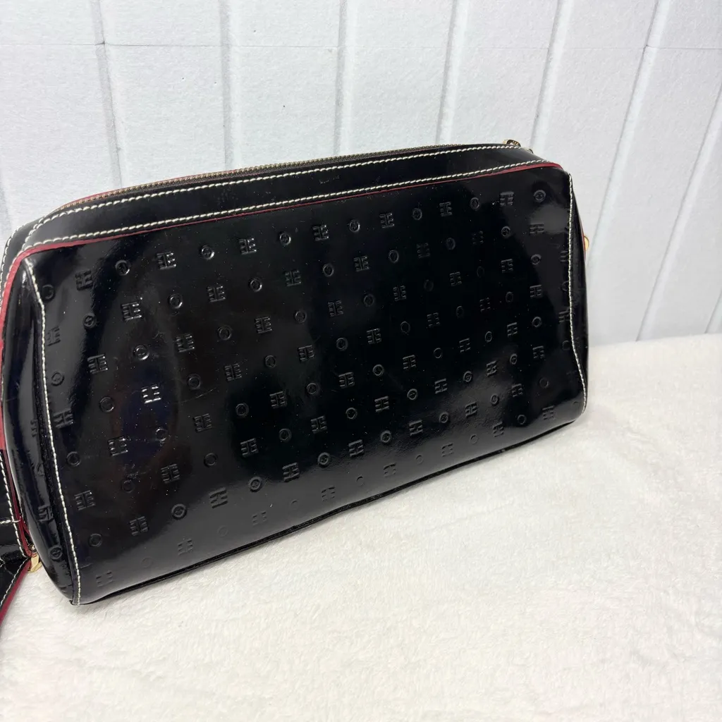 Arcadia Glossy Black Embossed Patent Leather Crossbody Bag - Image 3