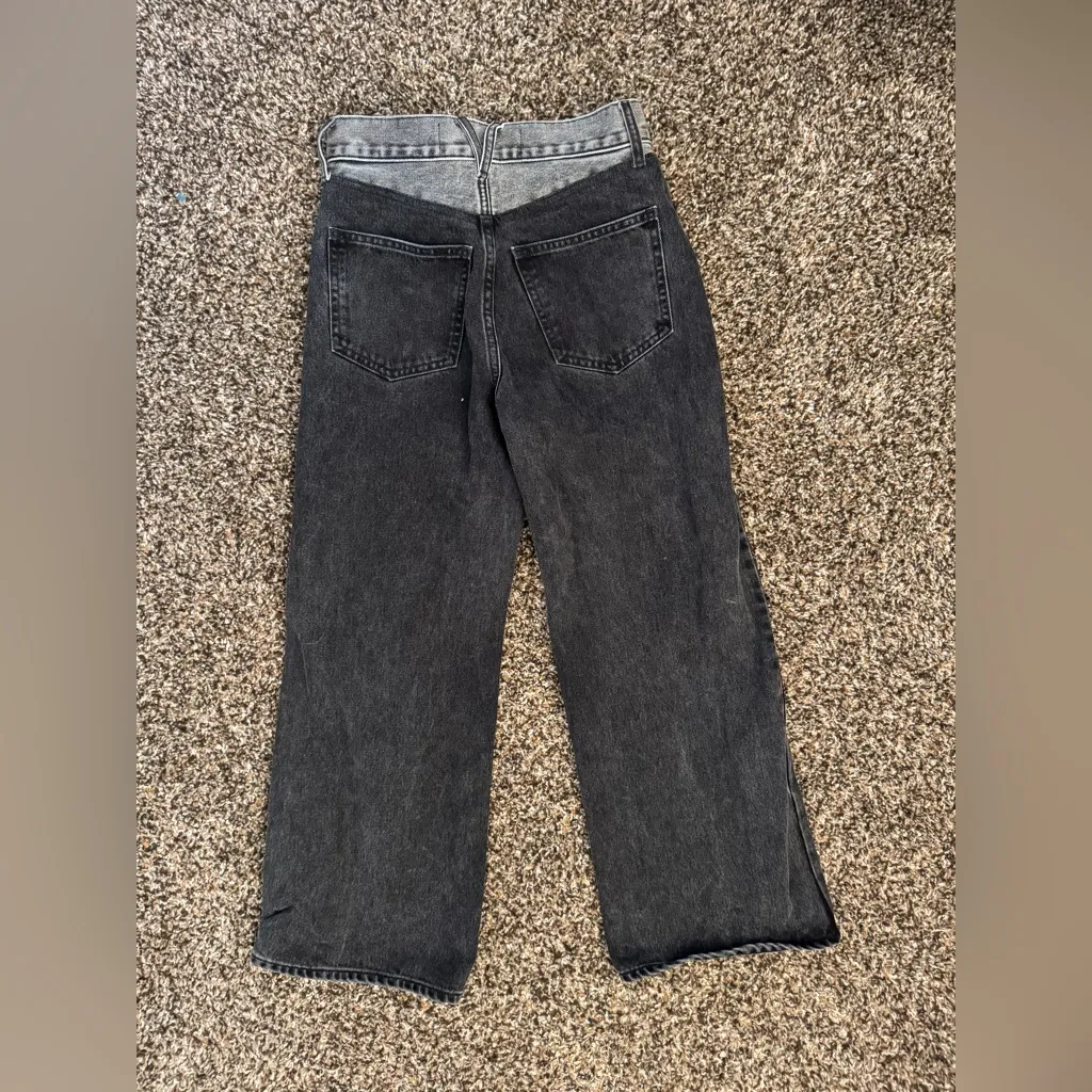 Veronica Beard Taylor Two-Tone Wide Leg Crop Jeans Size 24 in Volcanic Stone - Image 7