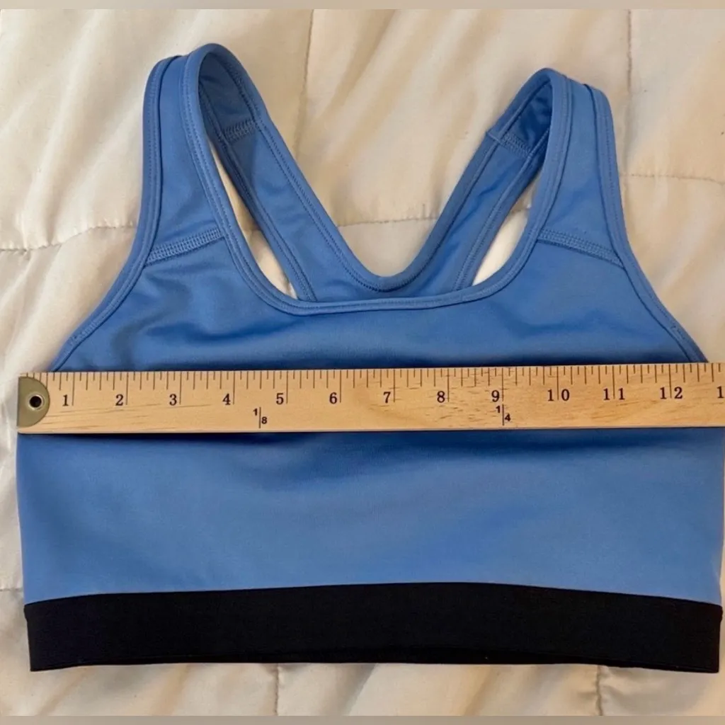 Nike Women's Dri-Fit Blue and Black Racerback Sports Bra Size Medium - Image 8