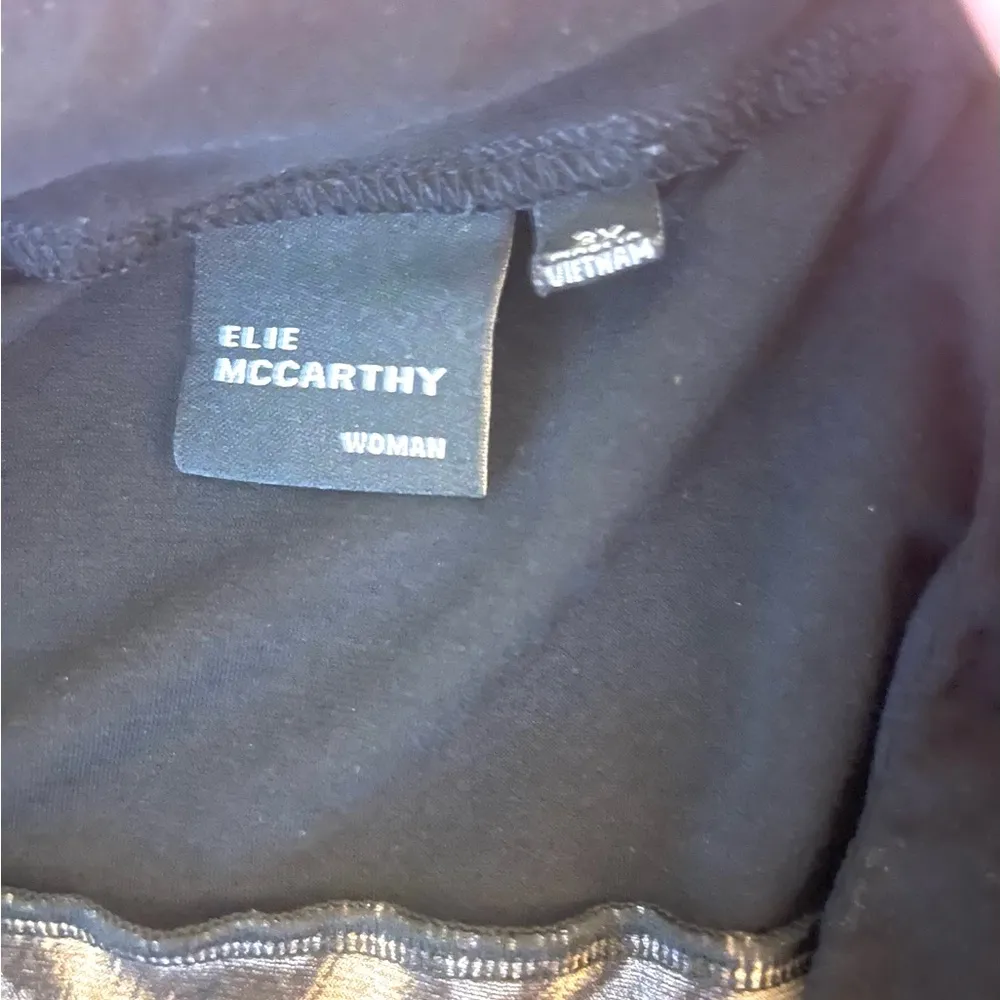 Elie McCarthy Woman’s Plus Size 3X Animal Print Short Sleeve Blouse Faux Button Brown - Image 5